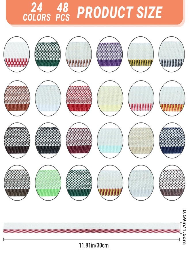 Gallipower 48 Pcs Book Binding Headbands Endbands,Cotton Book Headband Binding Kit,Book Decor Ribbon for Bookbinding Ri-bbon(11.8 Inches Long,0.5 Inches Wide,24 Colors) - Image 2